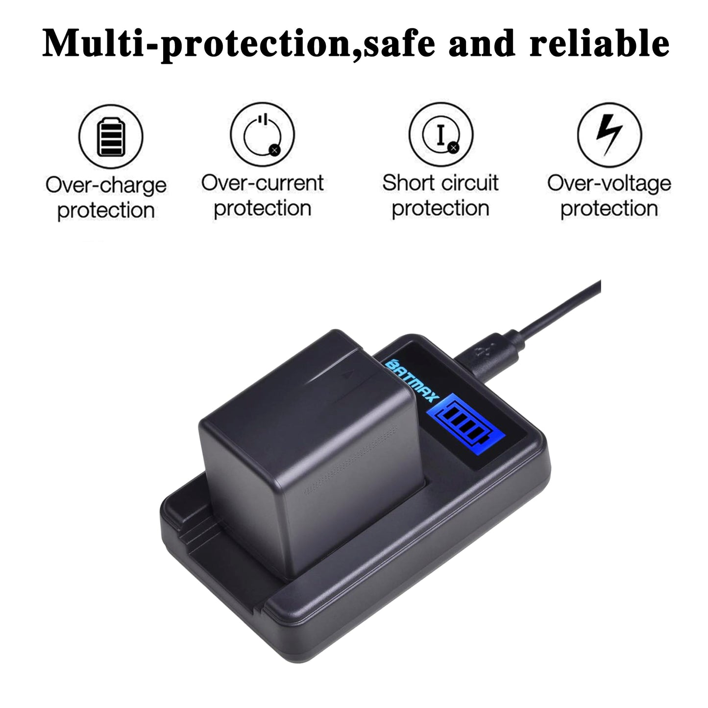 Batmax 1Pc 3900mAh VW-VBT380 VW-VBT190 Battery + LCD USB Charger Plug for Panasonic