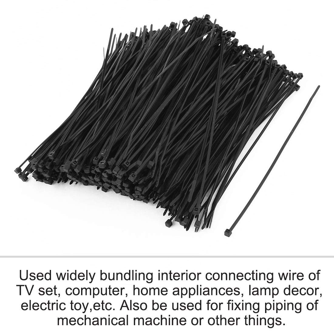 uxcell Nylon Strip Zip Wire Cable Tie Fastener Off 2mmx150mm 500pcs
