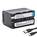 TZRONG 1 Pack NP-F750 6700mAh Battery Replacement of NP-F970 F960 F950 F770 F750 F570 F550, USB-C Fast Charging Rechargeable for LED Light, Camera
