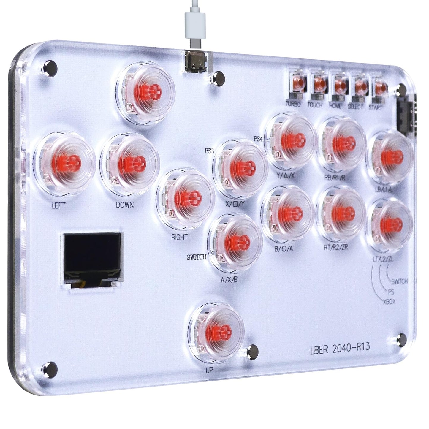 Arcade Stick Game Keyboard R13, Leverless Controller Arcade Stick with Turbo & Custom RGB, Silent All-Button Arcade Controller Street Fight