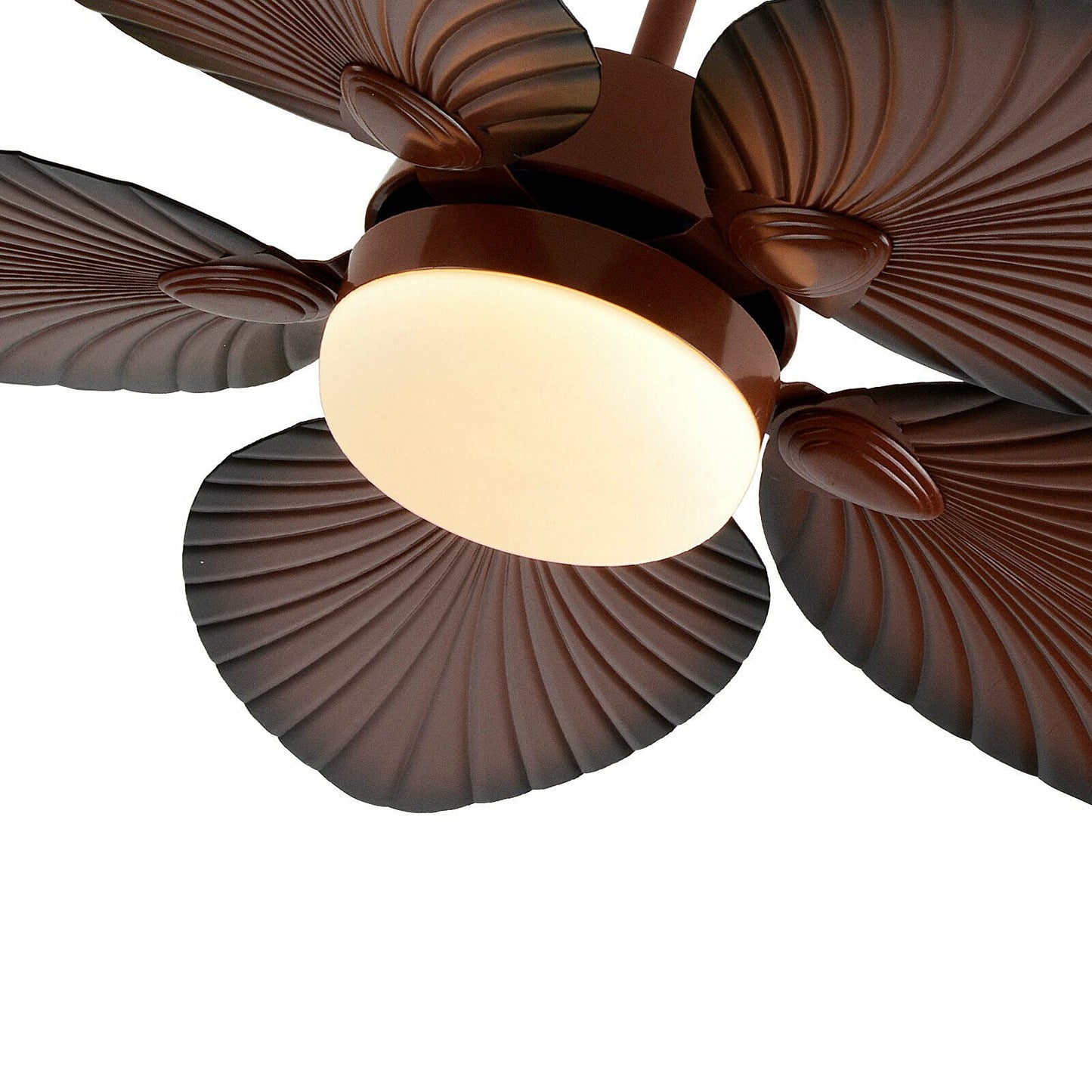 Ceiling Fan Light 5 Wood Palm Leaf Shaped Blades Tropical Style 3 Speed Quiet Motor Chandelier w/Remote for Bedroom Home Office Restaurant Bar Cafe