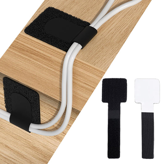 Oruiiju 60PCS Hook and Loop Cable Ties, Self Adhesive Hook and Loop Cable Ties,Cable Clip, Household & Office Essentials - Black
