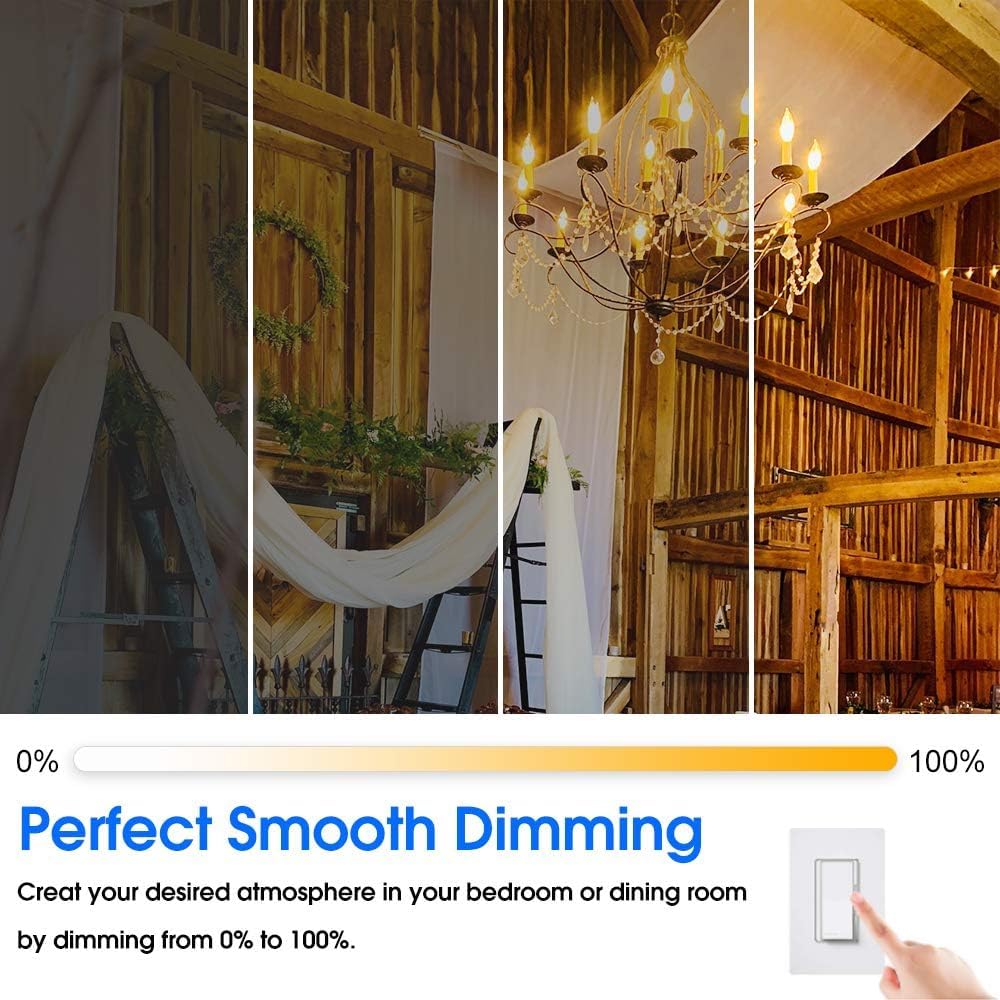 Energetic 90+ CRI LED Candelabra Light Bulb 60W Equivalent E12 LED Bulb Dimmable 2700K Soft White, Chandelier Light Bulbs, 5W 450LM Flame Tip CA10