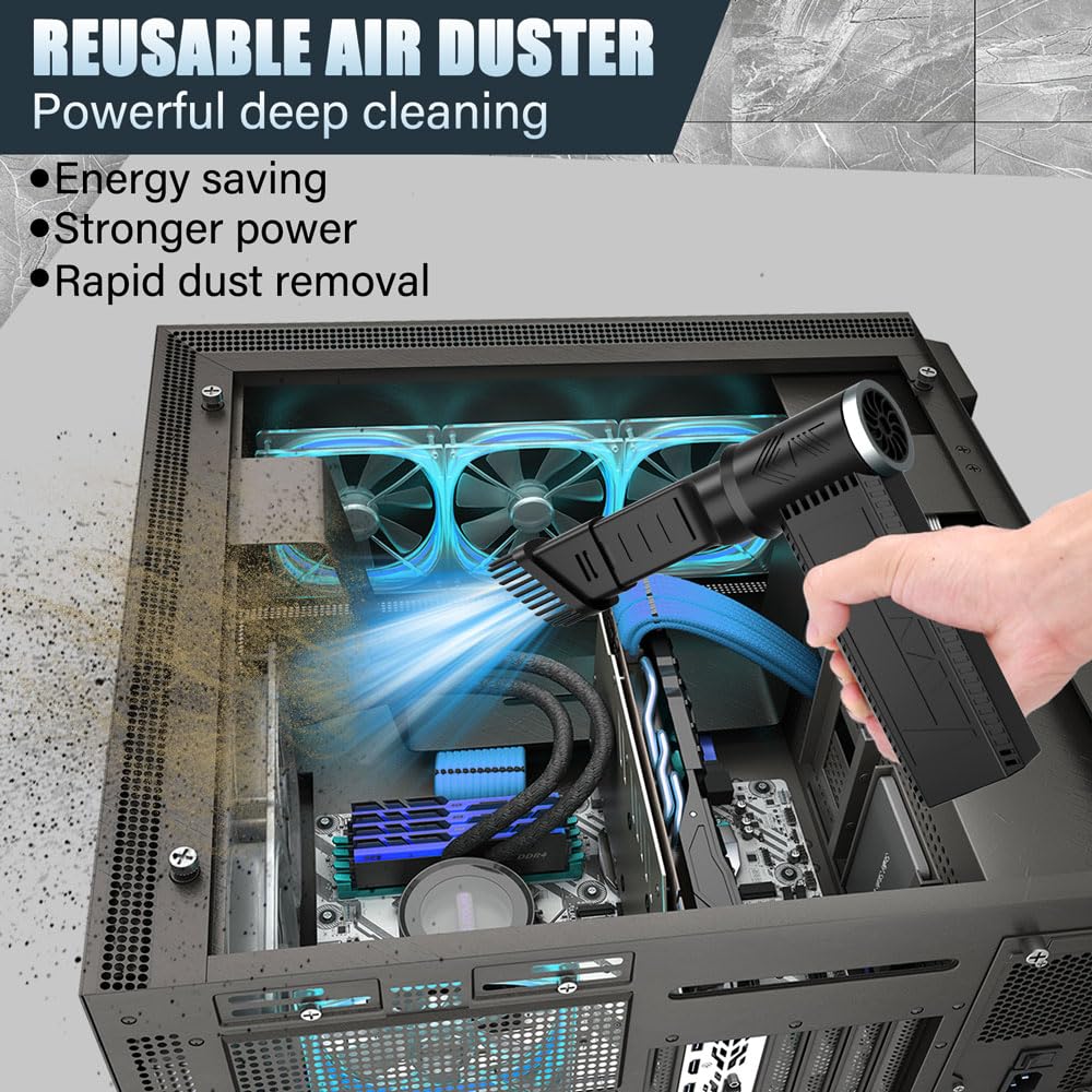 Meudeen Cordless Electric Air Duster: 120,000 RPM High-Speed 4-Speed Adjustable Blower, Rechargeable Battery-Powered Dust Cleaner for PC Keyboards