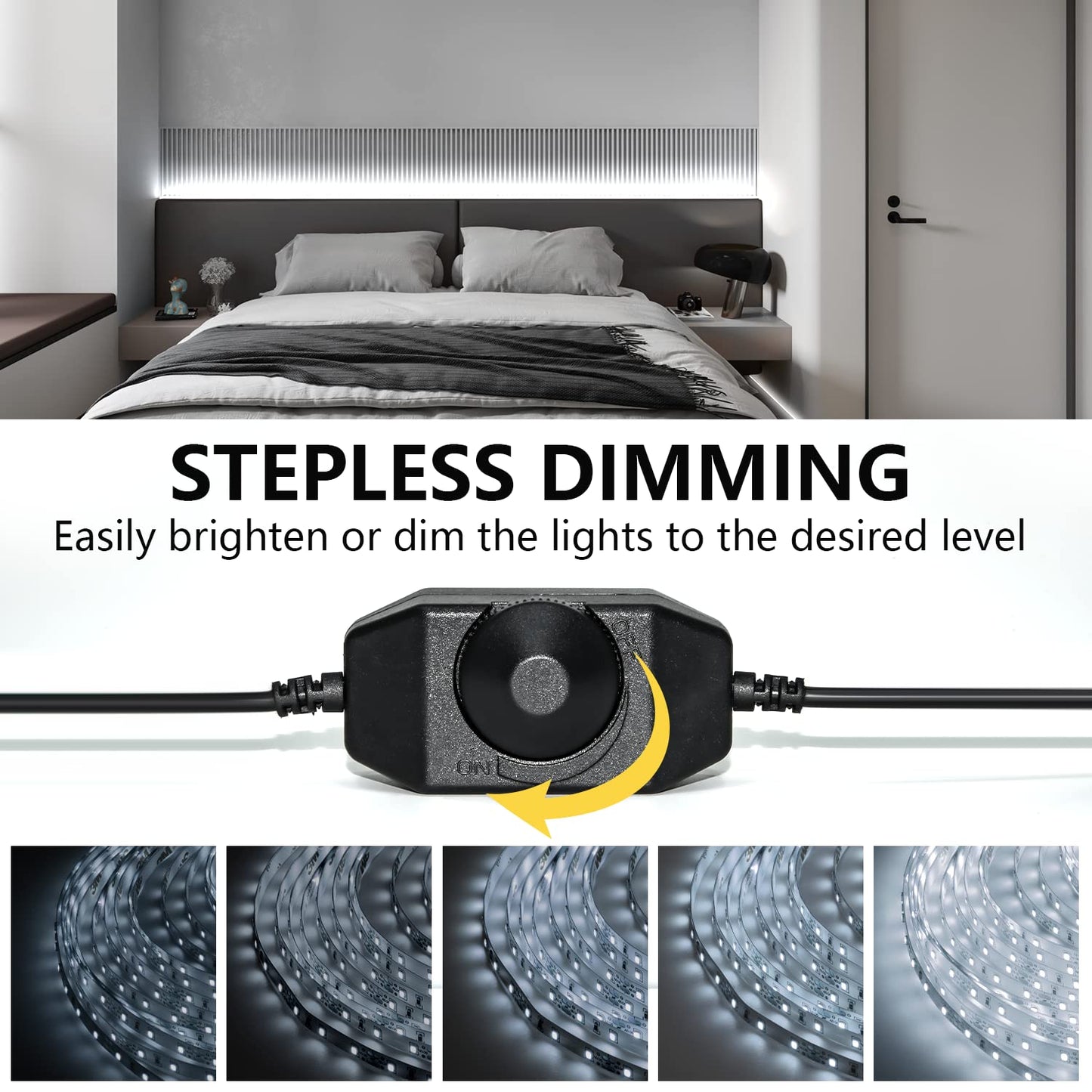 ollrieu LED Strip Lights White 65.6ft Dimmable 6000K Bright White Strip Lighting, 12V 20M 1200 LEDs 2835 Flexible led Light for Kitchen, Under
