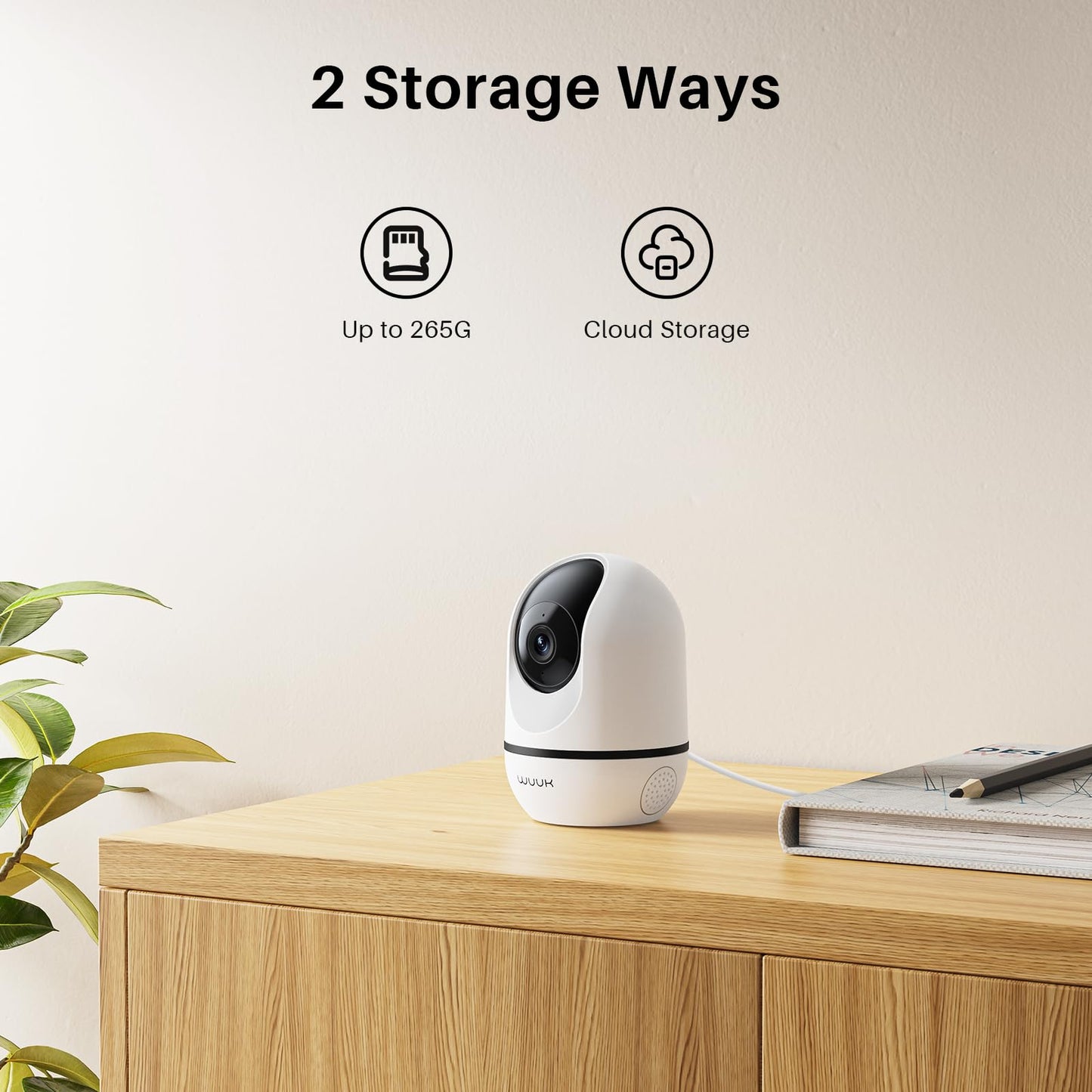 WUUK 4MP Indoor Security Camera, Pan Tilt Cam for Baby Monitor, Wi-Fi Home Security Pet Camera for Dog or Cat, Motion Detection & Tracking, Night