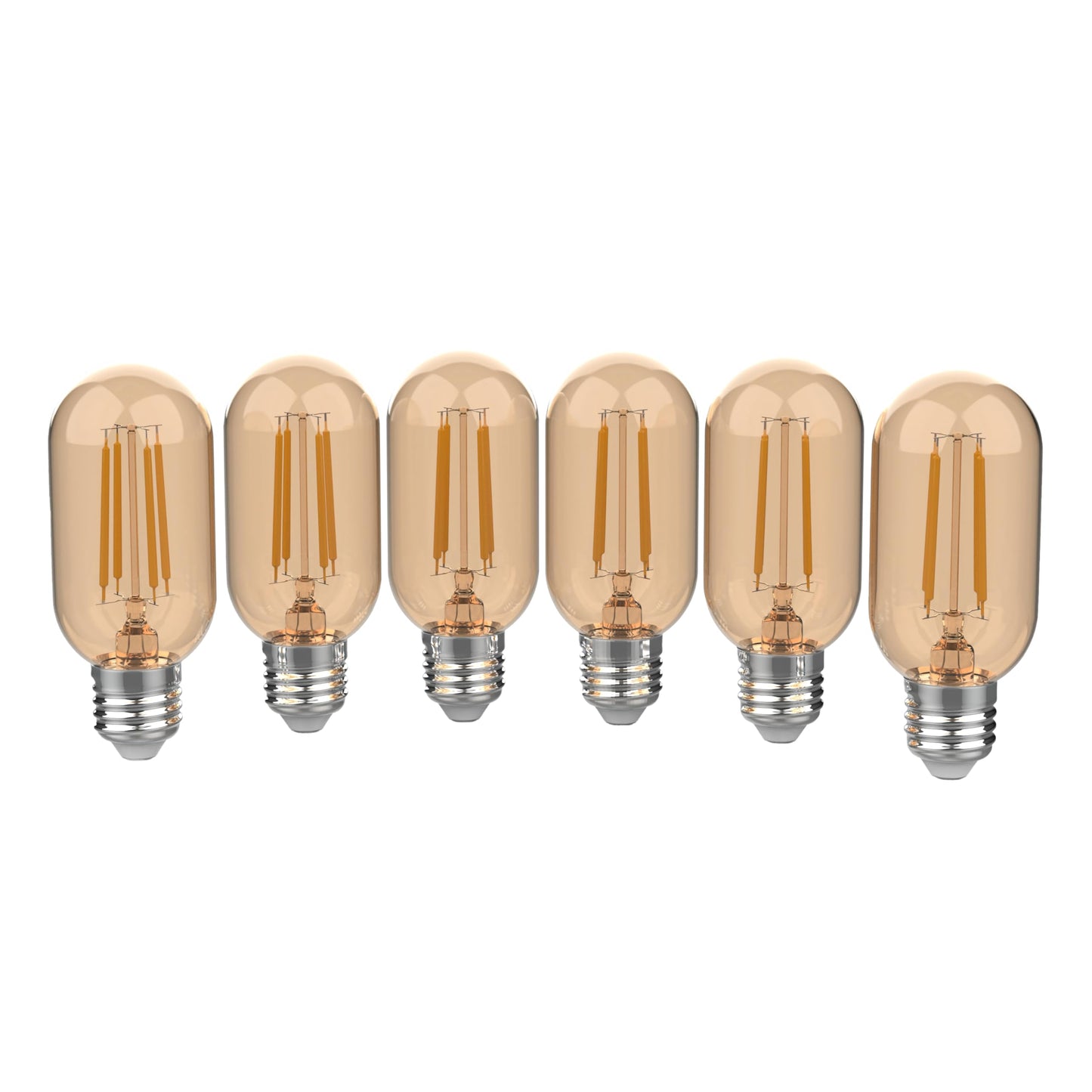 JONATHAN Y 4W Vintage LED Edison Tube Light Bulbs 4.3", Amber, Pack of 6