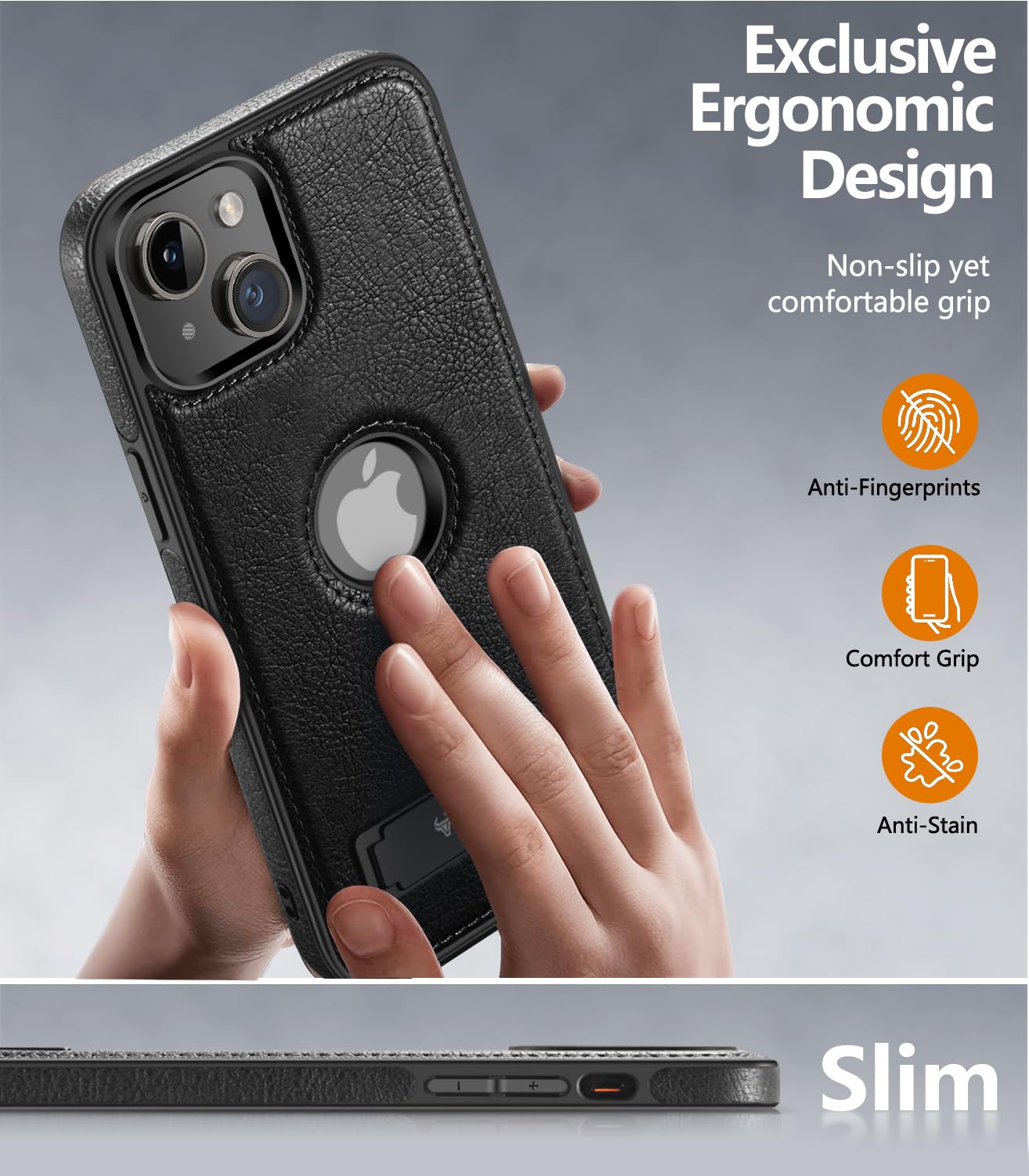 WTCASE Magnetic for iPhone 14 Pro Max Leather Case, Built-in Invisible Stand [Compatible with Magsafe] Protective Slim Kickstand Compatible