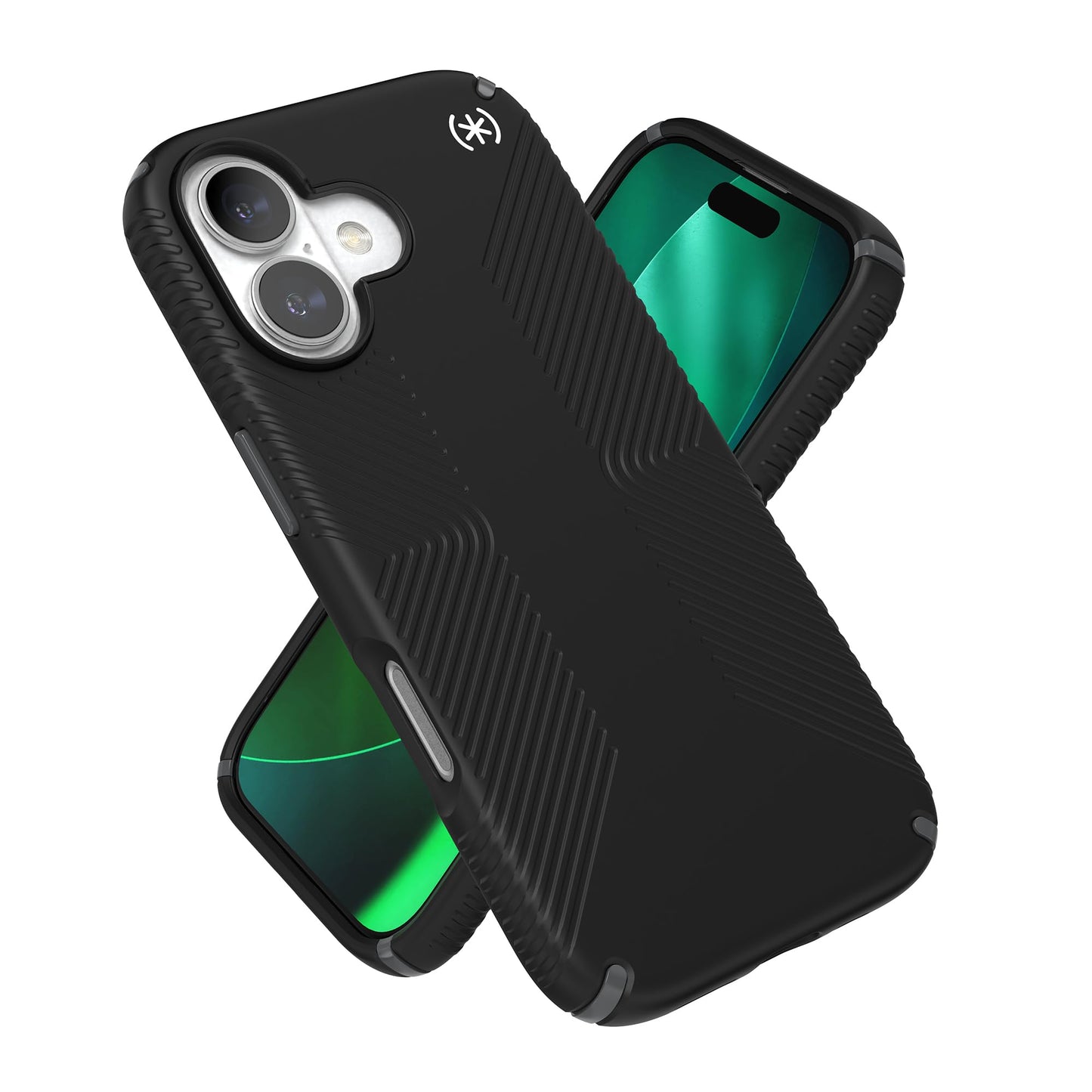 Speck PRESIDIO2 Grip for iPhone 17 Case, MagSafe-Compatible, Slim Protective Case, Black/Slate Grey/White