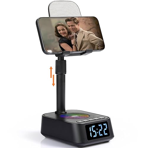 ASEAT Gifts for Men Women, Adjustable Phone Stand Bluetooth Speaker, Birthday Gifts Him Husband, Phone Holder for Kitchen Desk Bedroom, Cool Tech