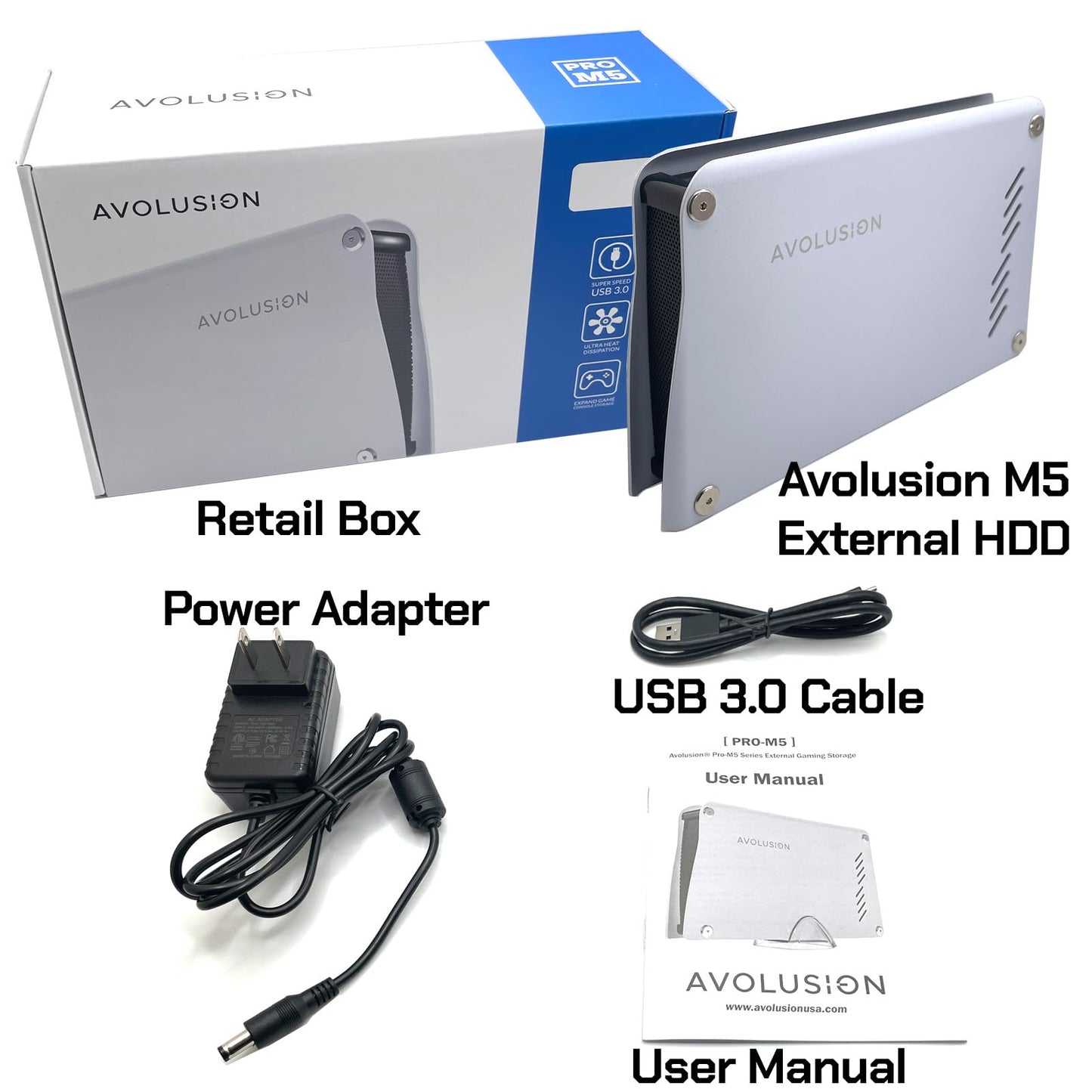 Avolusion PRO-M5 Series 4TB USB 3.0 External Gaming Hard Drive for PS5 Game Console (White, Metal Case) - 2 Year Warranty (Renewed)