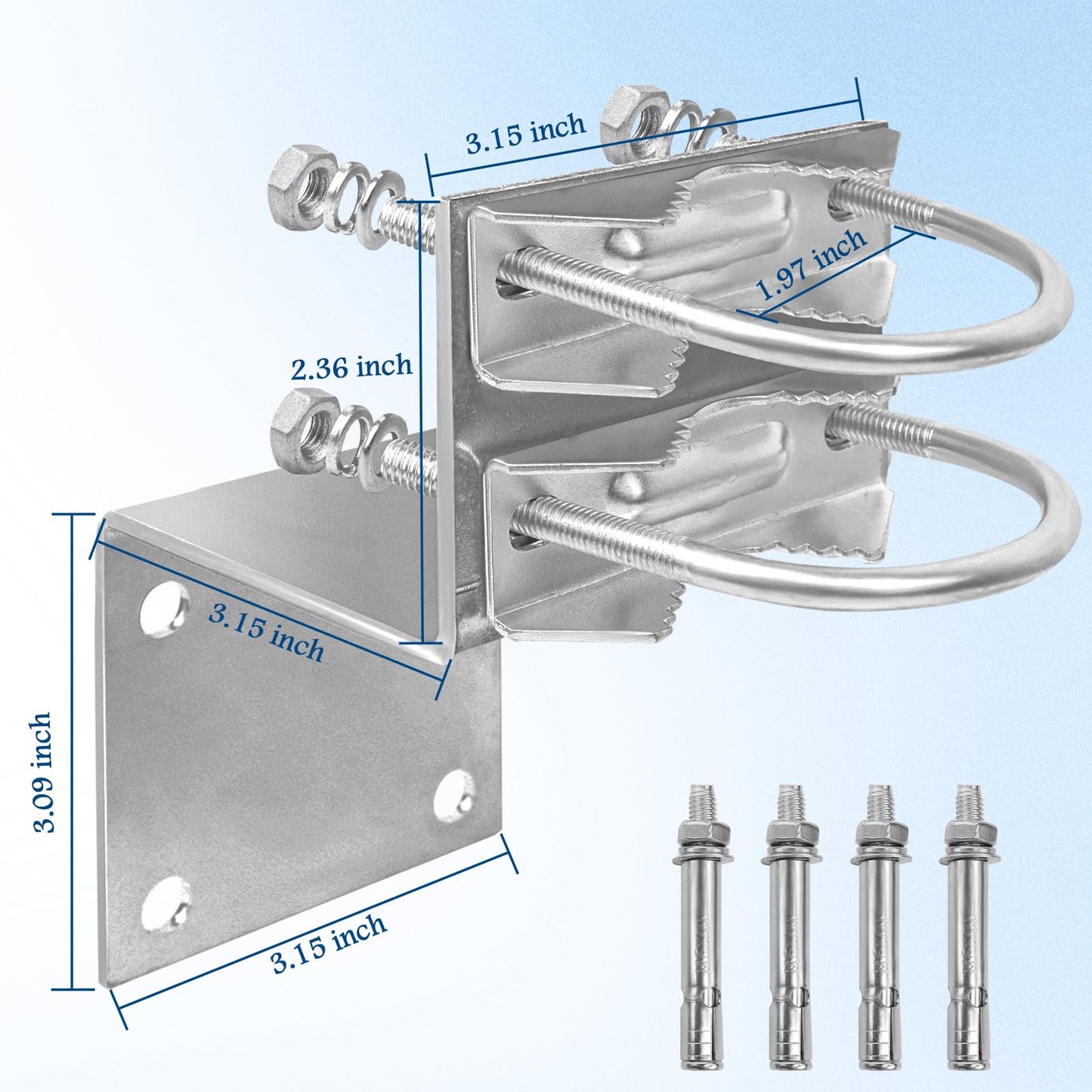 XRDS-RF Antenna Pole Mount Kits, Antenna Pole Mount Bracket with Double U-Bolts Clamp V Jaw Bracket for Outside Home Antenna Pole Holder