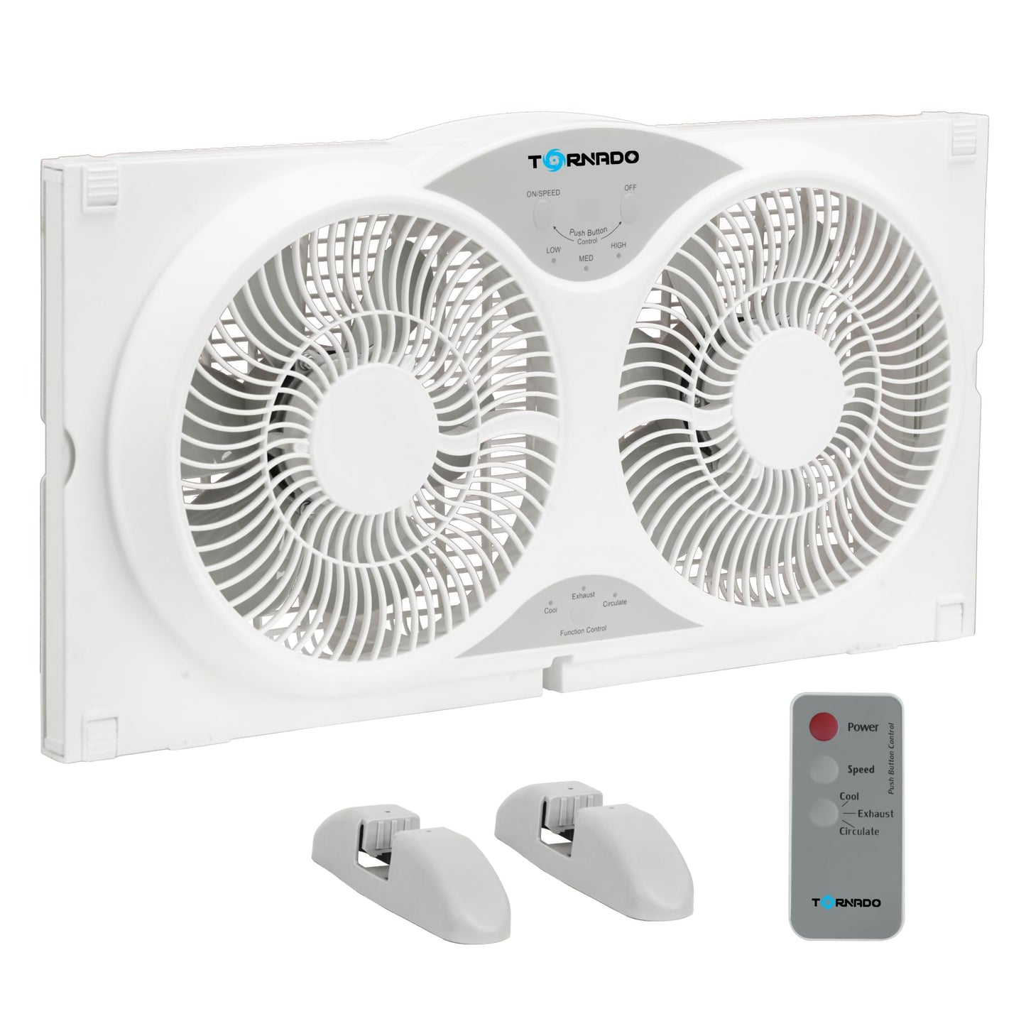 Tornado 9 Inch Dual Window Fan with Remote Control, 3-Speed, Expandable 23.5-35.4 Inches, 3 Modes (Cooling/Exhaust/Circulation), Detachable Base,