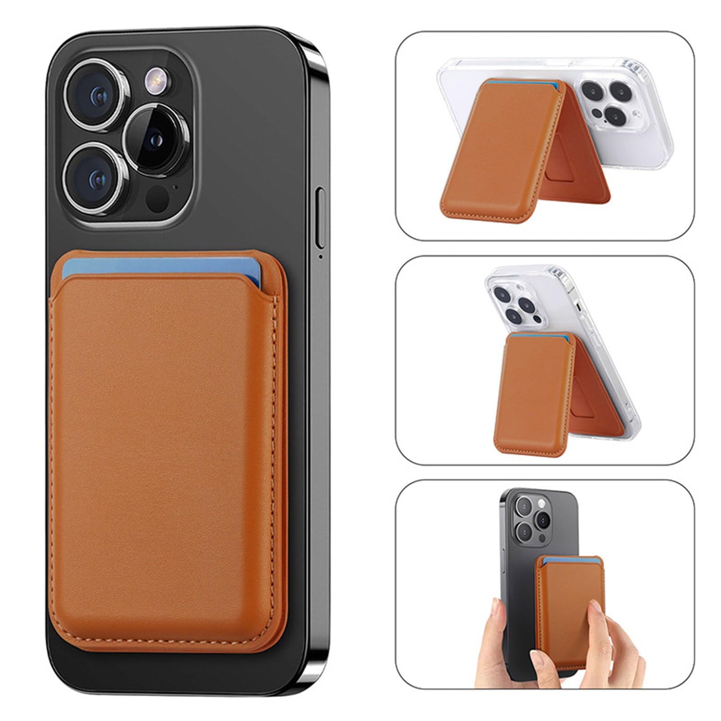 Custom Magnetic Card Wallet for Apple, Personalized Magnetic Leather Card Holder Wallet for iPhone 16/15/14/13/12 Pro/Pro Max/Plus/Mini, Customized