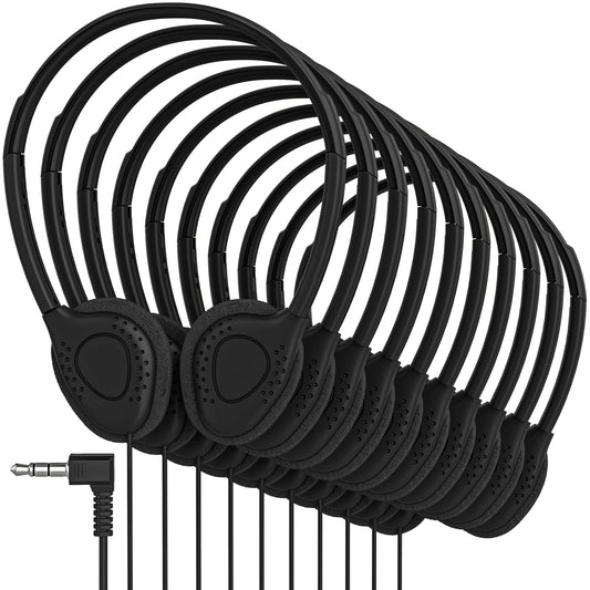 Maeline Bulk Headphones with 3.5 mm Headphone Plug - 40 Pack - Black