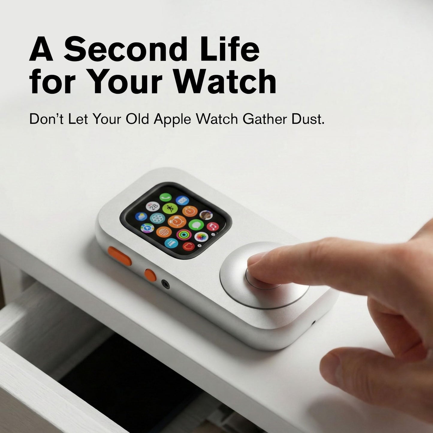 TechPod RePod Aluminum Case for Apple Watch Series S7/8/9, Transform Watch into Retro Music Player, 41mm CNC Metal Protective Cover with Functional