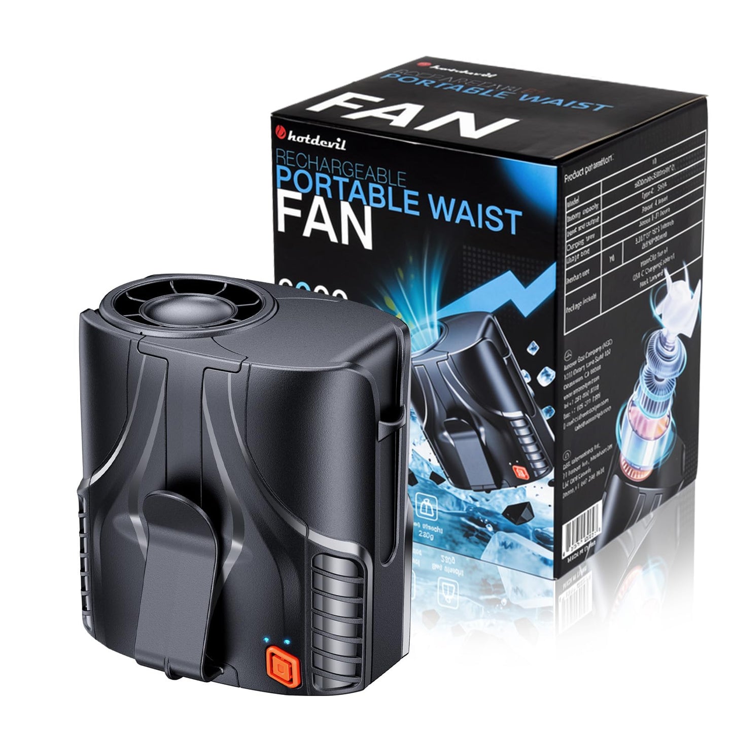 Portable Waist Fan, 6000mAh Wearable Clip-on Fan with 16000RPM High Speed Airflow, 40H Max Runtime, 6 Speeds Hands-Free Neck Fan & Shirt Fan