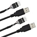 GINTOOYUN 5 Pin Motherboard Header to USB A, Dupont IDC 5-Pin to USB 2.0 Male Extender Adapter Cable-2PCS(1FT)