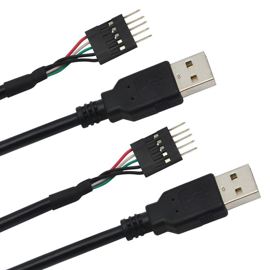 GINTOOYUN 5 Pin Motherboard Header to USB A, Dupont IDC 5-Pin to USB 2.0 Male Extender Adapter Cable-2PCS(1FT)