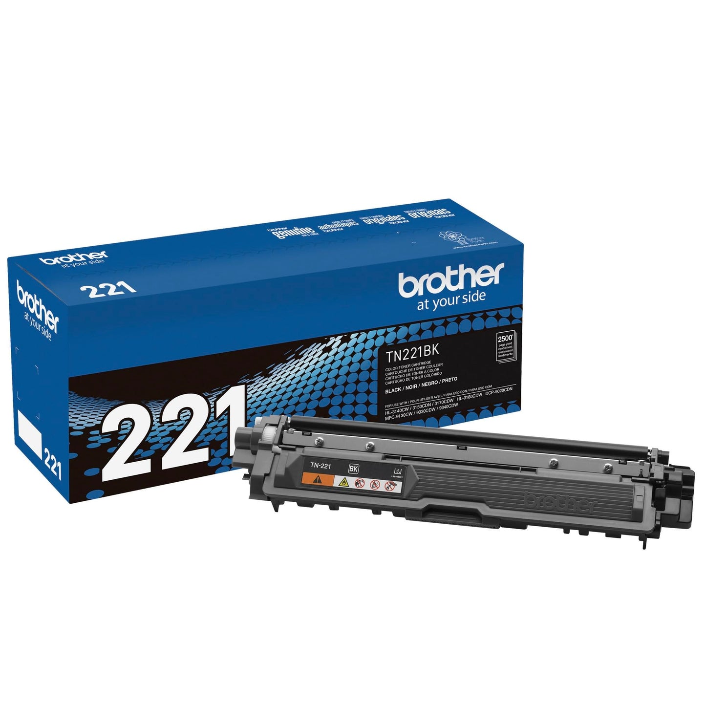 Brother Genuine Standard Yield Toner Cartridge, TN221BK, Replacement Black Toner, Page Yield Upto 2,500 Pages, Amazon Dash Replenishment Cartridge