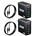 2 Pack USB C Charger Block 200W,6 Port Foldable Fast Charger Type C Charger iPhone 17 16 Fast Charging PD 3.1 Charging Station for All iPhone/Samsung