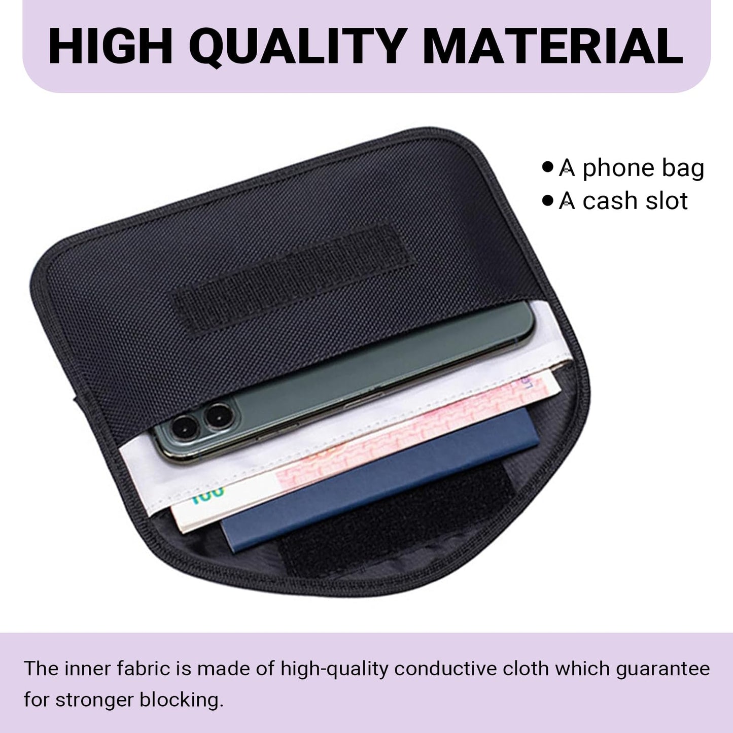 Heyzidu 2 PCS Faraday Bags for Car Key Phones, Privacy Protection Faraday Bag, Anti-theft Anti-tracking Signal Blocking Bag, Universal for Most Cars