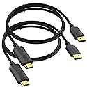 DisplayPort to HDMI Cable 6 feet 2-Pack, 4K Display Port DP to HDMI Display Adapter Male to Male Cord UHD 4K, 2K,1080P, Gold-Plated Braided Support