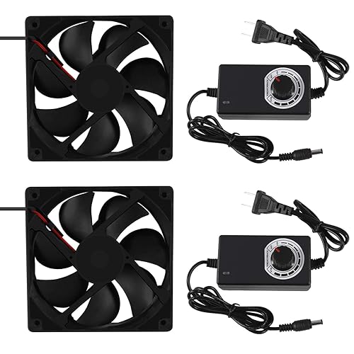 2PCS Blower Cooling Fan 120x25mm 110V 220V AC Powered Cooling Fan Dual-Ball Bearings 3 to 12V Speed Controller Fan for Receiver DVR Compatible