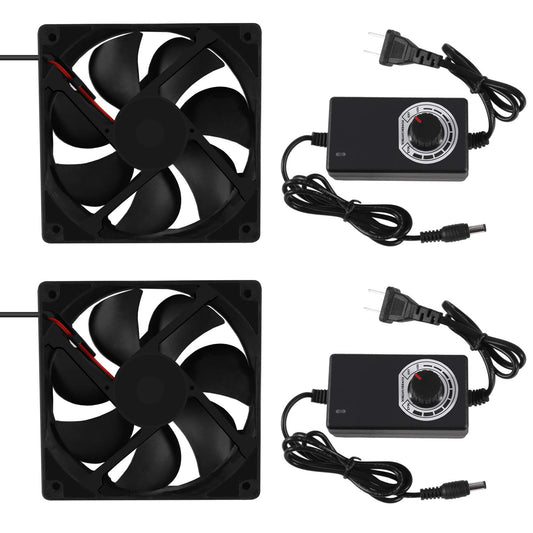 2PCS Blower Cooling Fan 120x25mm 110V 220V AC Powered Cooling Fan Dual-Ball Bearings 3 to 12V Speed Controller Fan for Receiver DVR Compatible