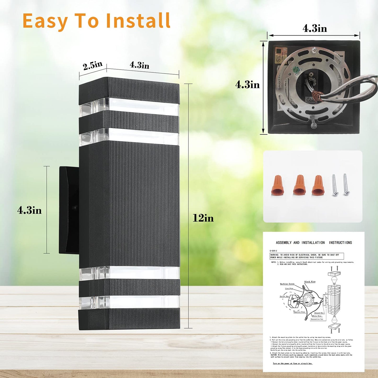 tewei LED Square Up and Down Lights Outdoor Wall Mount Light,14W IP65 3000K 1100LM Warm White, Modern Fixtures Aluminum Waterproof Exterior Lamps