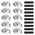 XRDS -RF RG58 BNC Connectors 10PCS - BNC Male Crimp Connector Compatible with RG58, LMR195, RG400, RG142, 3D-FB Coax Cables for RF, Video