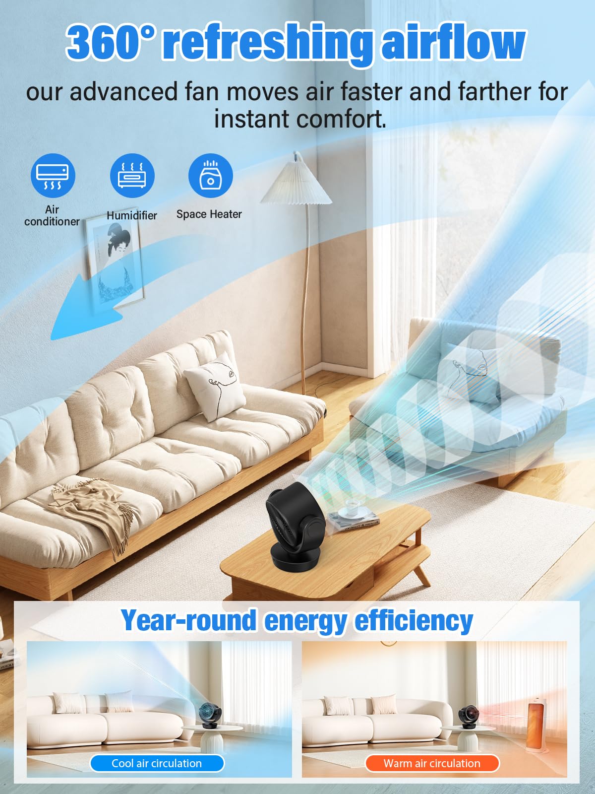 incihic Desk Fan Air Circulator Fan Powerful Airflow 100-Speed Digital Display Low Noise Adjustable Tilt 14H Timer Remote Included Suitable for Home