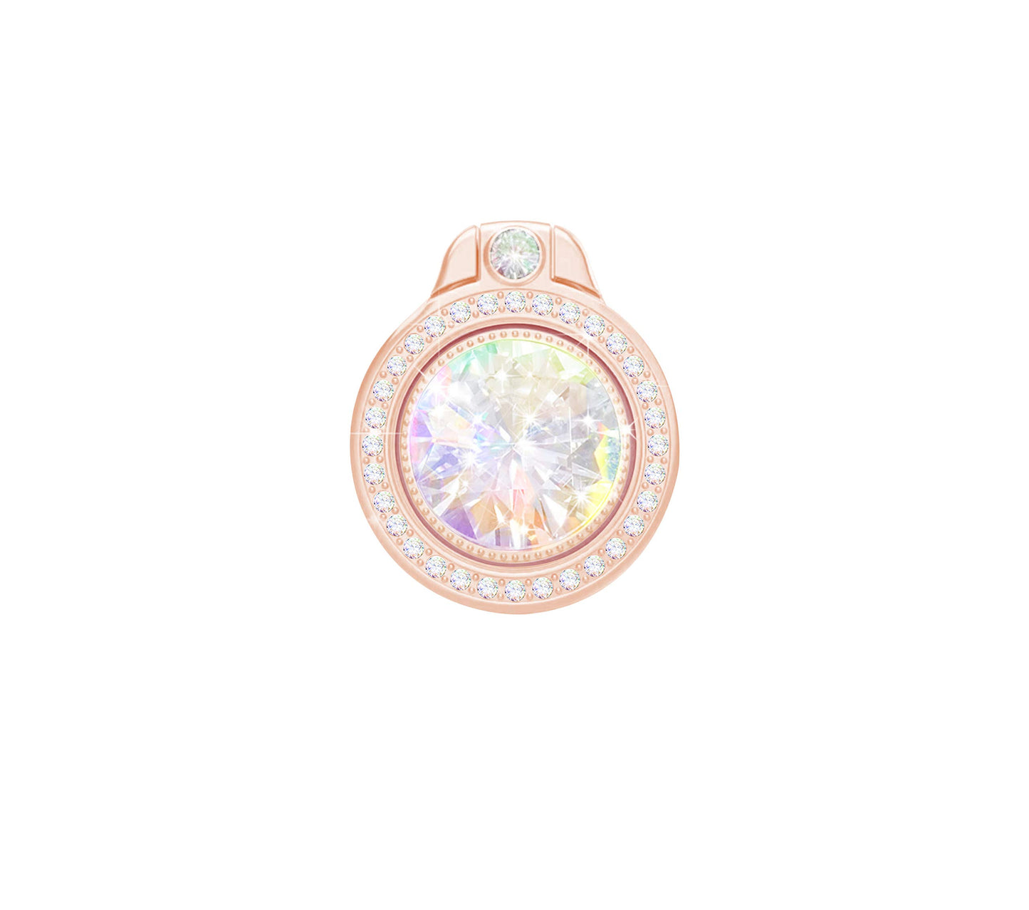lenoup Glitter Bling Bling Phone Ring Holder, Sparkle Phone Ring Artificial Diamond Stand, Rhinestone Cell Phone Finger Ring for Phones,Pad(Rose Gold)