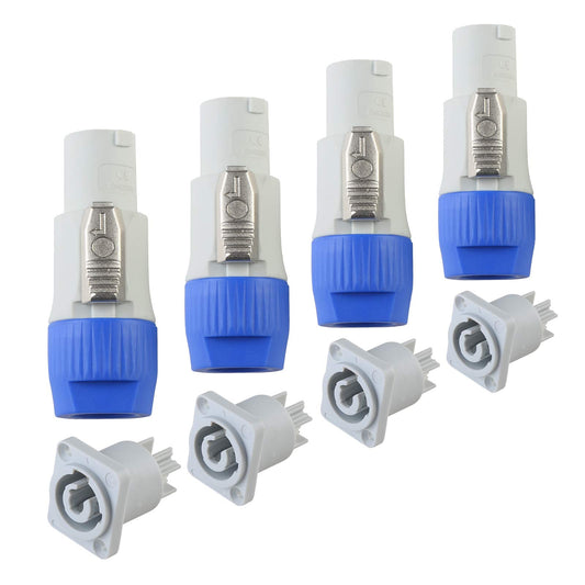Wecan 4 Packs Powercon Connector Female Plug, 3-Pin PowerCon Female Jack AC Connector for Stage Lighting and Speakers
