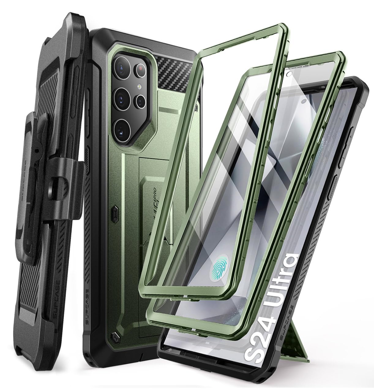 SUPCASE for Samsung Galaxy S24 Ultra Case with Stand, [Unicorn Beetle Pro] [2 Front Frames] [Built-in Screen Protector & Belt-Clip] Military-Grade