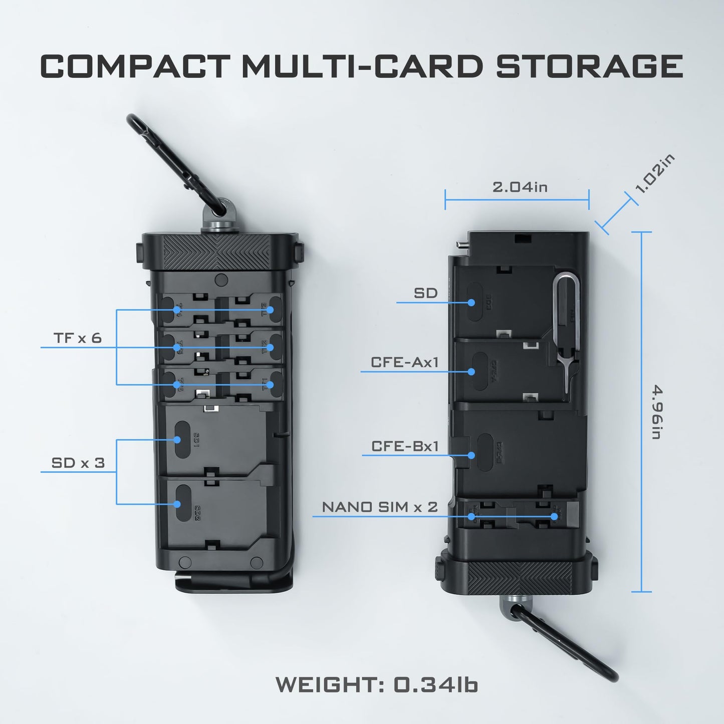 Freewell USB 3.2 Duo Card Reader: SD & Micro SD Dual Slot Reader with Storage Compartment Designed for Professional Photographers and Videographers