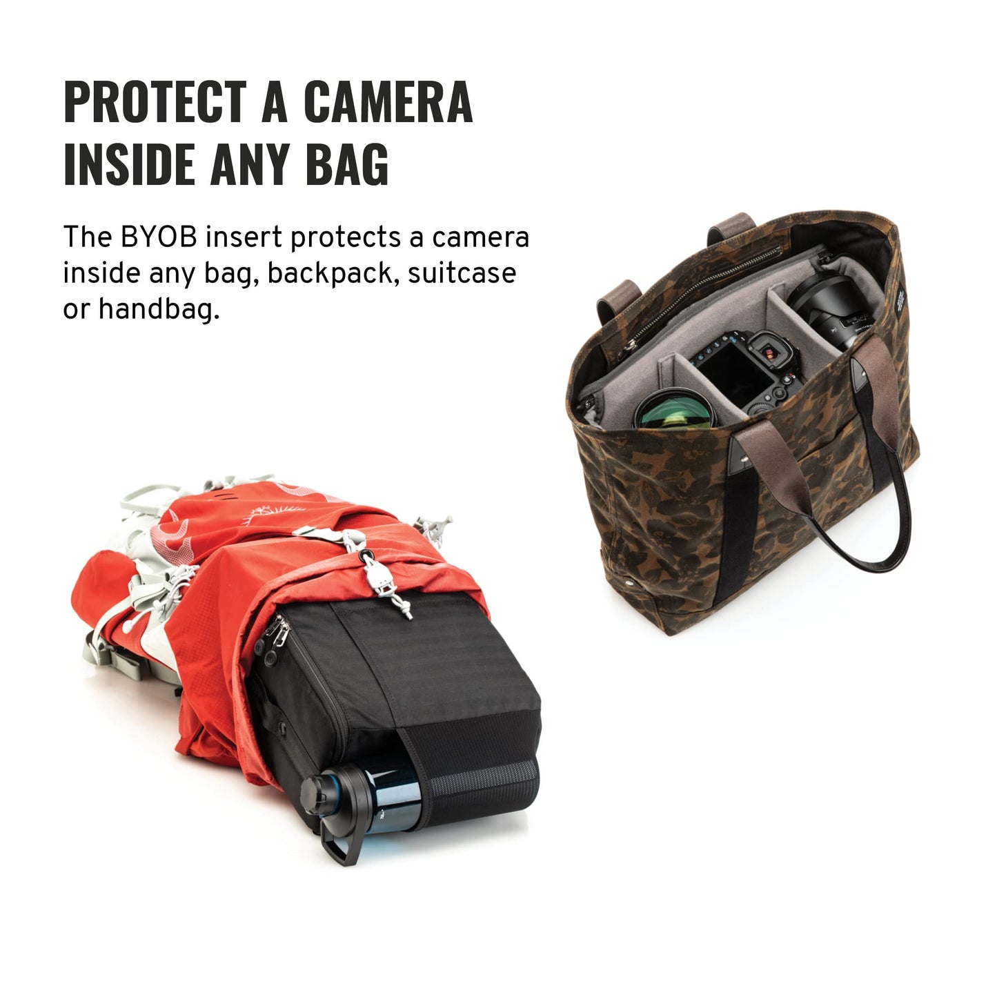 Tenba BYOB 13 Camera Insert - Turns any bag into a camera bag for DSLR and Mirrorless cameras and lenses - Black (636-632)