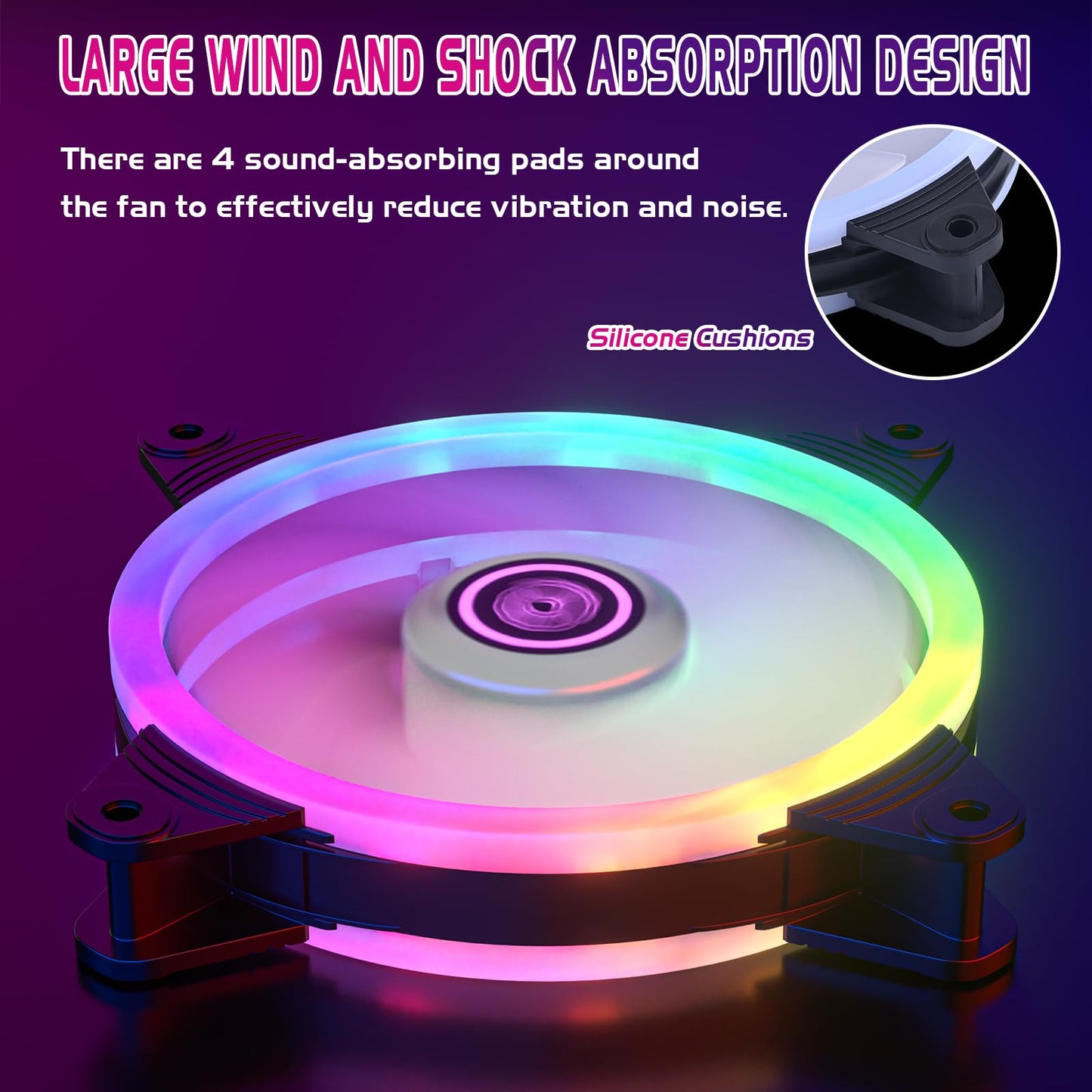 DS Computer Case Cooling Fan for PC Cases, 120MM LED RGB Fan Compatible with ASUS Aura Sync or MSI Mystic Controlfor for Water Cooler System or