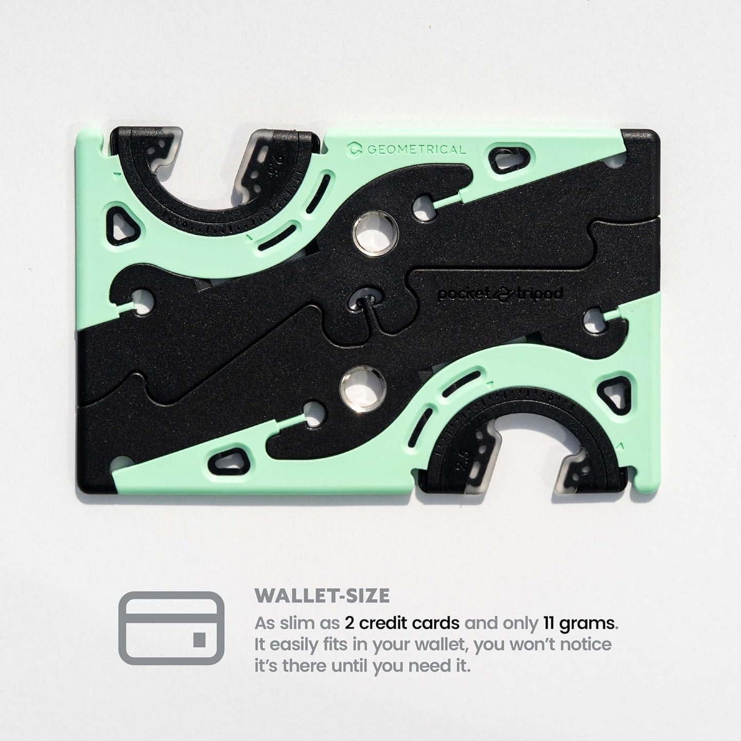 GEOMETRICAL Pocket Tripod PROv2 - Card-Size Stand, for iPhone, Jasper Green Universal Kit