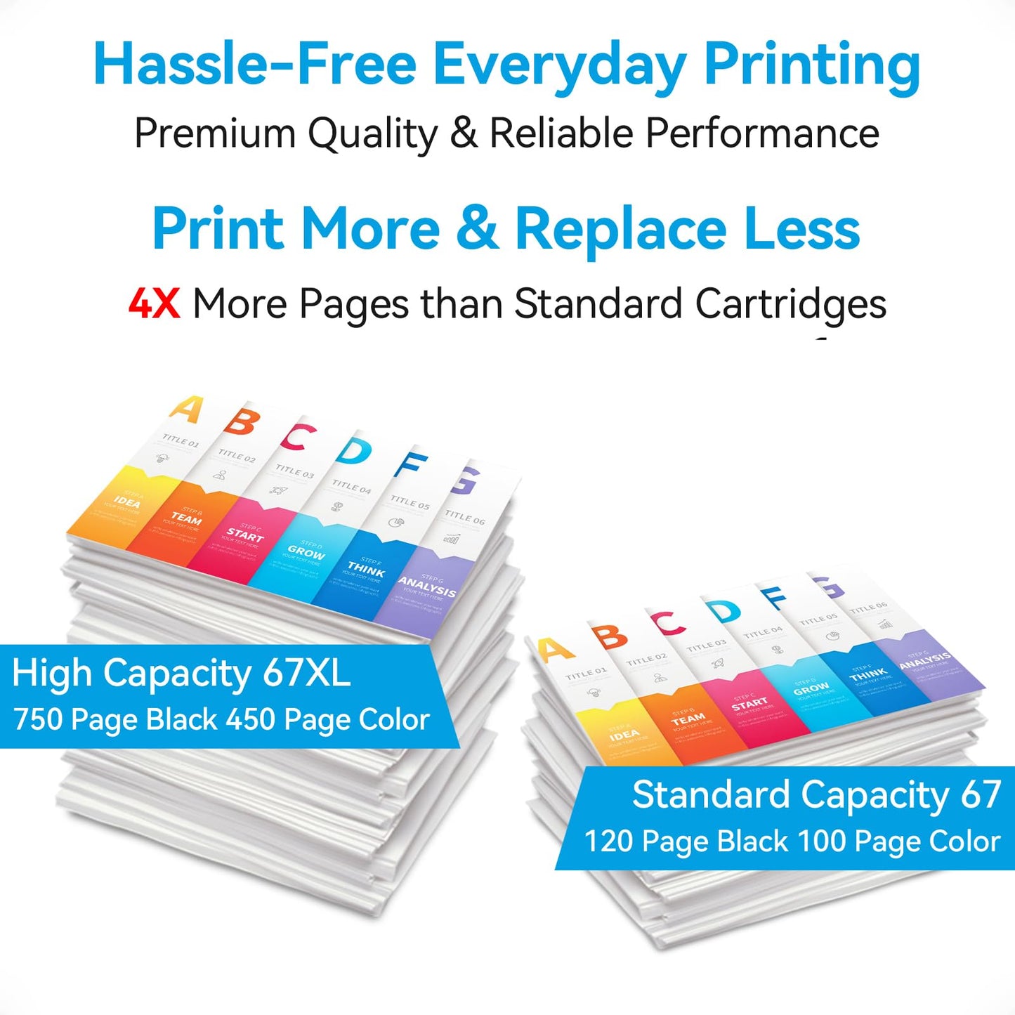 Upgraded Chip 67XL Ink Cartridges Compatible for HP 67 Ink Cartridges Black/Color Combo Pack Work with DeskJet 2855e 2827e 2800e 4255e 2755e 2700