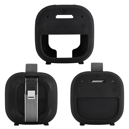 Ferbao Silicone Case Sleeve for Bose SoundLink Micro 2nd Gen,Protective Case for Bose SoundLink Micro 2,with Carabiner (Black)