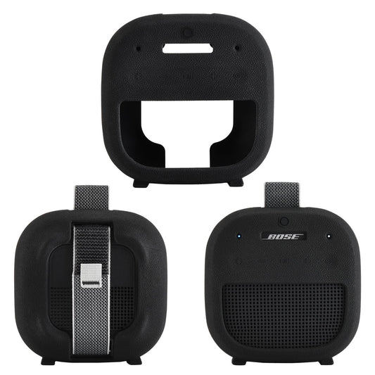 Ferbao Silicone Case Sleeve for Bose SoundLink Micro 2nd Gen,Protective Case for Bose SoundLink Micro 2,with Carabiner (Black)