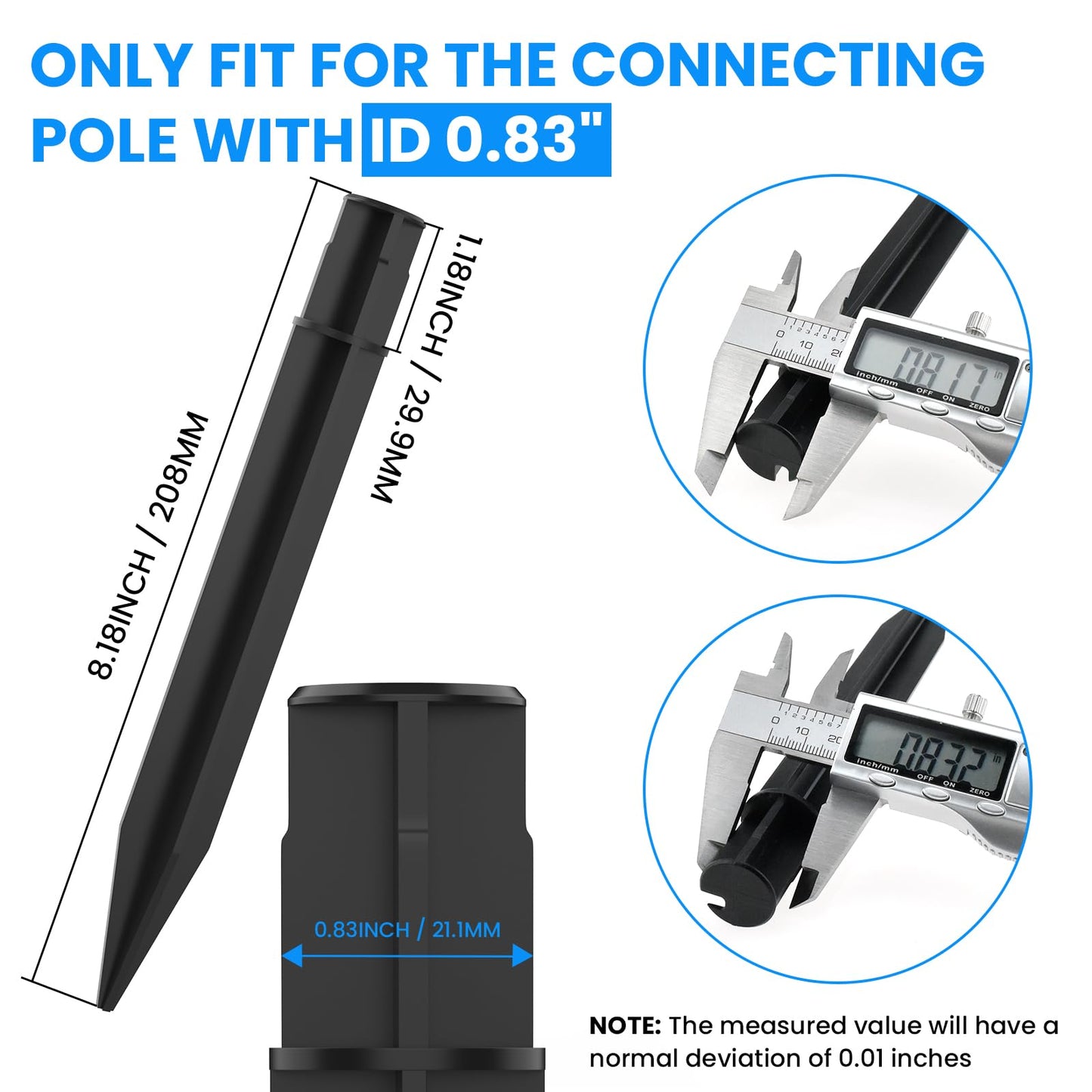 SDTC Tech 12 Pack ABS Ground Spikes for ID 0.83" Solar Torch Lights