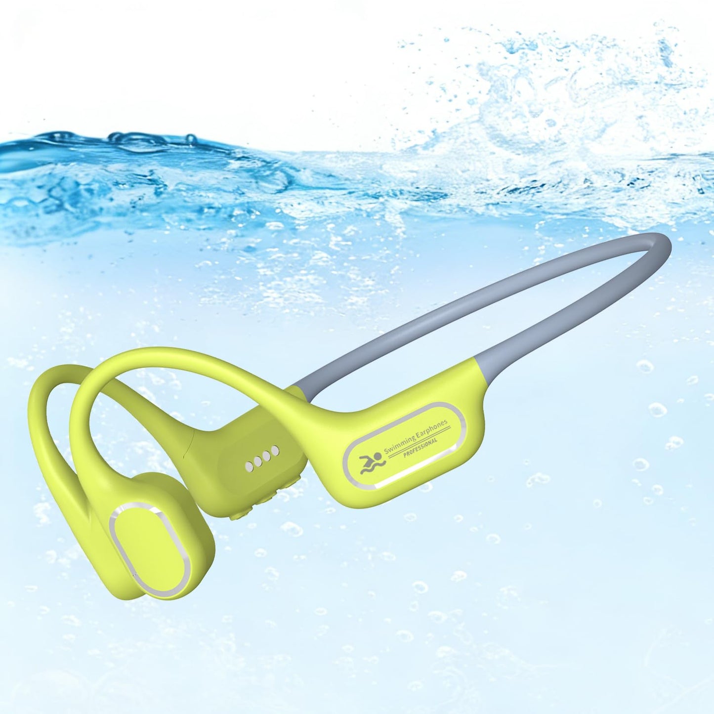 Soft Liquid Silicone Bone Conduction Swimming Headphones Underwater,IPX8 Waterproof Earbuds,Open Ear Swim Headphone with Skin-Friendly