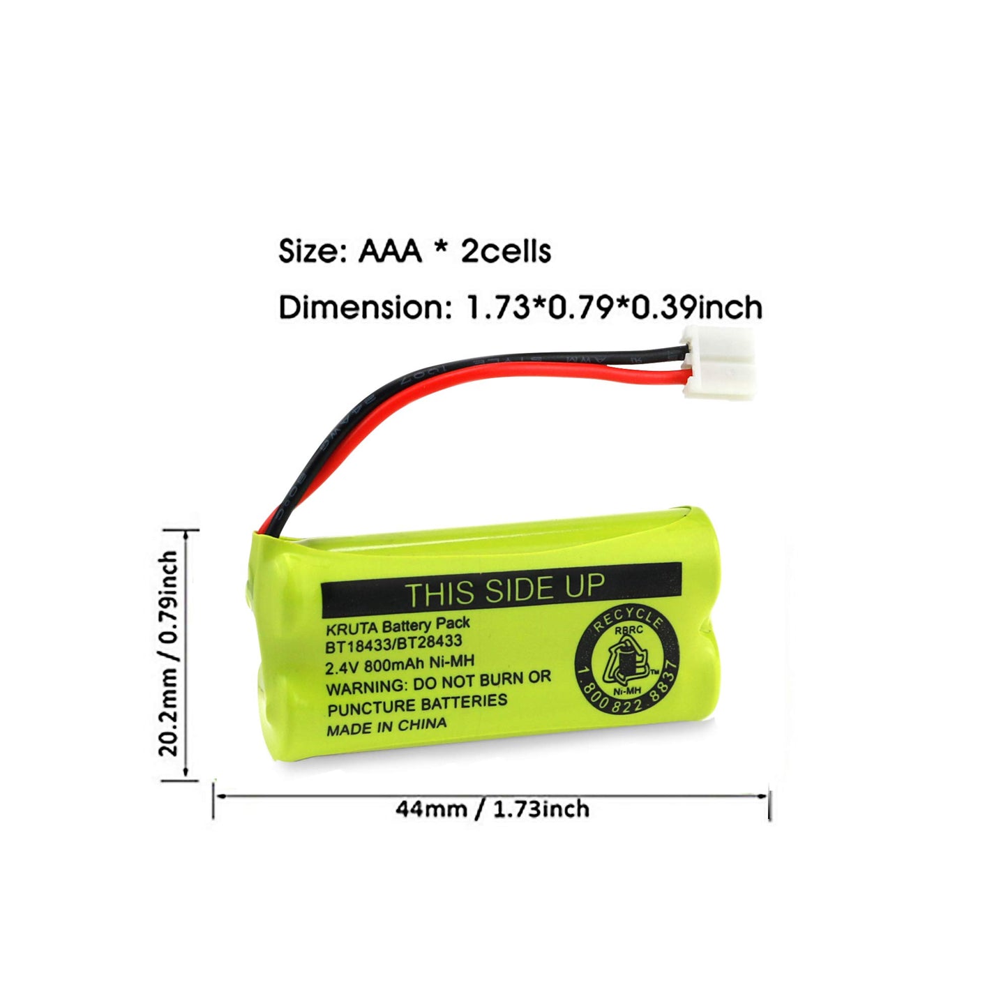 Kruta BT18433/BT28433 BT184342 BT284342 BT1011 BT-1011 800mAh 2.4V Replacement Cordless Phone Battery Compatible with CS6209 CS6219 CS6229 DS6151