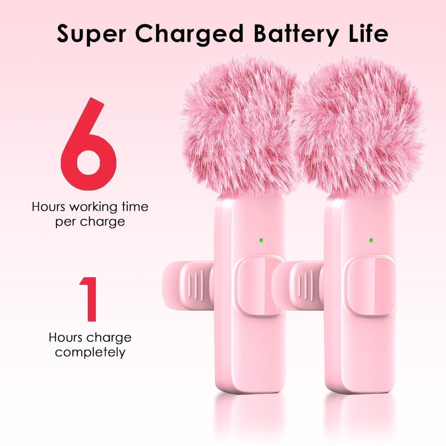 Pink Mini Wireless Microphone, Professional Lavalier Lapel Mic with USB-C & Lightning for iPhone, iPad, Android, iPhone Mic for Crystal Clear