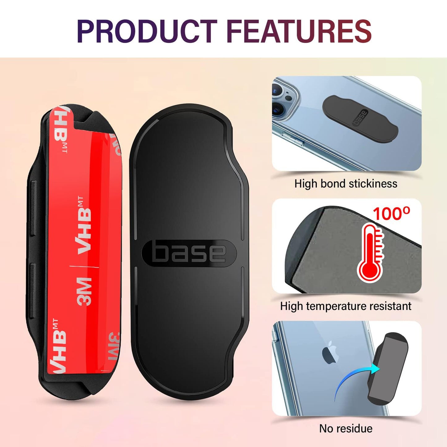volport 3PCS Adhesive Base for Pops Wallet+, Detachable Sticky Plastic Part Strips Replacement for Socket Wallet Plus & Wallet Case Back with Extra