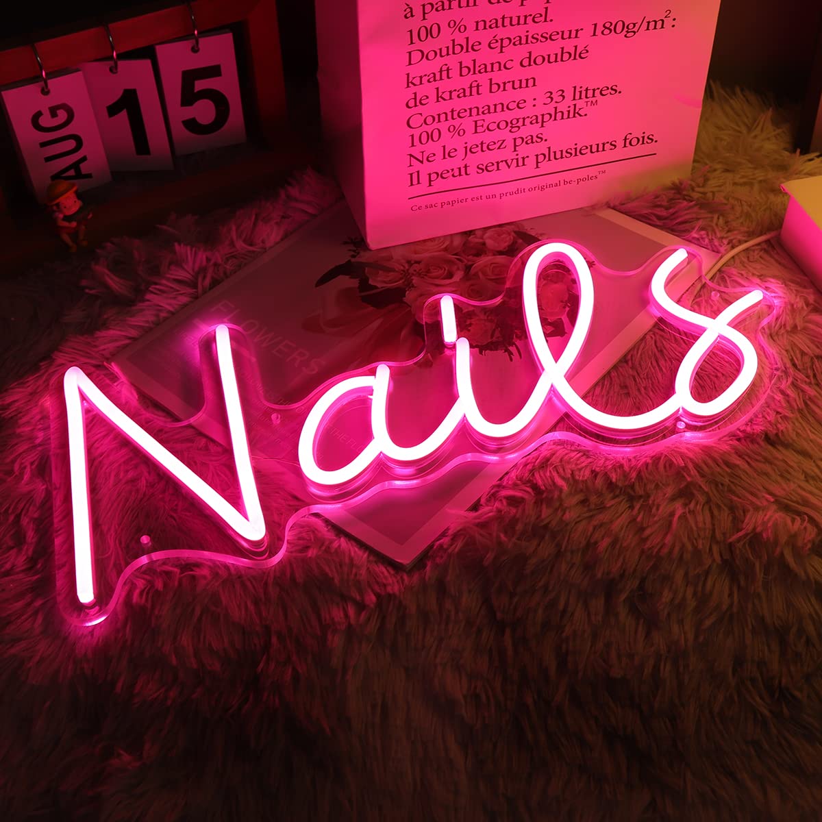 Planzo Nails LED Neon Light Sign Cool Girls Bedroom Desk Wall Decor Beauty Salon Studio Business Stores Logo Barber Shops Signs Boss Lady Birthday