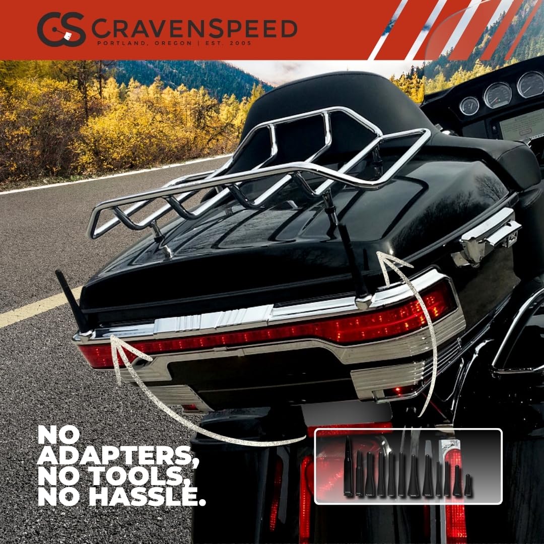 CravenSpeed Stubby Antenna Compatible with Harley-Davidson Motorcycles 1998-2023 | 4 inches | Short Antenna Replacement | Made in The USA