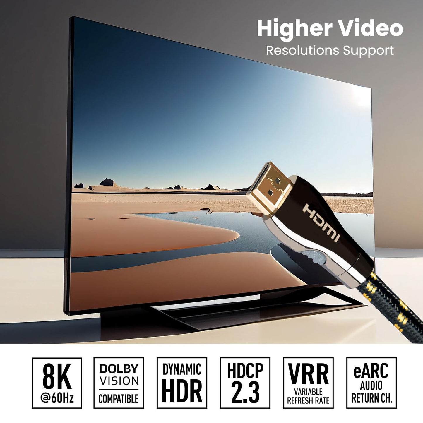 Certified HDMI Cable 6FT (HDMI 2.1 10K 8K) Ultra High Speed HDMI HDR 48Gbps eARC VRR Dolby Atmos Vision for PS5 Xbox Series X RTX 4090 Apple TV 4K